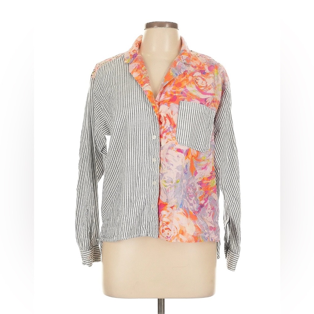 Anthropologie Multicolor Striped and Floral Top